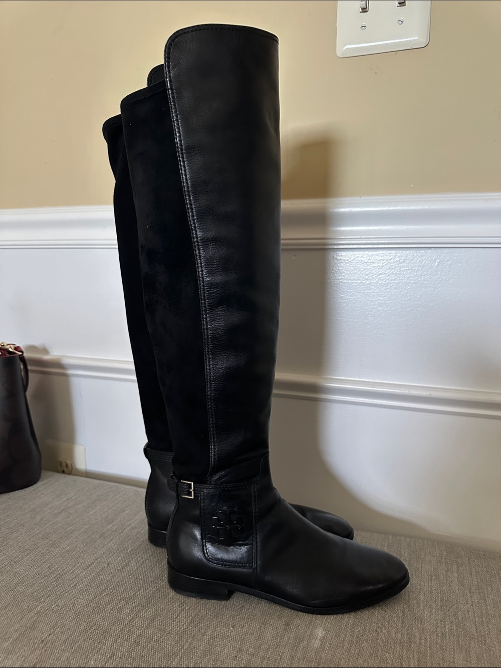 Tory Burch over the knee black riding boots size 8